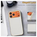 Appears Pre Owned LOHASIC for iPhone 17 Pro Max Case Leather, Slim Luxury Designer Aesthetic Cover for iPhone 17 Pro Max, Soft Vegan Business iPhone 17 Pro Max Leather Case for Women Girls, White/Beig