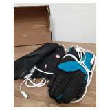 Skicuff 2 Pairs Heated Gloves USB Electric Touchscreen Heated Glove Liners Unisex Washable Winter Hand Protectors with 3 Temperature Adjustment for Indoor Home(Black, Sky Blue,Wide,Zipper Style) - Ret