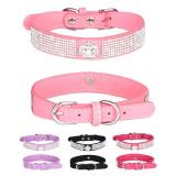 Bling Dog Collar for Small Medium Dogs, Crown Rhinestone Dog Collars for Girl and boy Dog, Diamond Puppy Collars, Adjustable Leather Suede SOFE Cat Collar (S(10.6\'-13\'/27CM-33CM), Pink) - Retail: $7