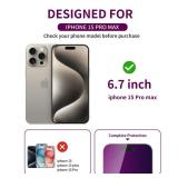 Ifaeveus 2 Pack Privacy Screen Protector for iPhone 15 Pro Max Tempered Glass for 15 ProMax 6.7inch Private Saver Anti-Spy Anti-Blue Light Eye Protection Anti-Scratch Full Coverage - Retail: $10