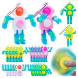 LENDOD 24 PCS Astronaut Transformable Pop Fidget Spinners Toys with Keychain - Party Favors Bulk & Goodie Bag Stuffers for Kids, Sensory Travel Toy for Ages 4-8, Treasure Box Toys for Classroom - Reta