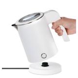 0.5L Small Portable Electric Tea Kettle Stainless Steel, Travel Mini Electric Coffee Kettle, Hot Water Boiler Heater for Business Trip, Camping, Travel, Office (White) - Retail: $1,580