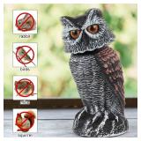 Hedoc 2 Pack Fake Owl Decoys to Scare Birds Away, Rotating Head Bird Deterrents, Nature Enemy Scarecrow Plastic Statues, Pest Repellent for Gardens and Patios - Retail: $22