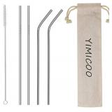 4PCS Reusable Metal Straws,8.5\' Stainless Steel Straws with Case -Cleaning Brush for 20 Oz for Tumblers (Silver) - Retail: $4