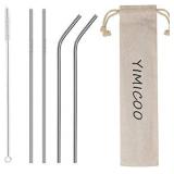 4PCS Reusable Metal Straws,8.5\' Stainless Steel Straws with Case -Cleaning Brush for 20 Oz for Tumblers (Silver) - Retail: $4