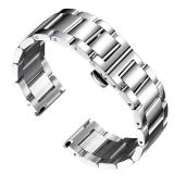 BINLUN Thick Stainless Steel Watch Band Metal Heavy Polished Matte Brushed Finish Watch Strap Replacement for Men Women 16mm/18mm/20mm/21mm/22mm/23mm/24mm/26mm(Polished Silver,20mm) - Retail: $21