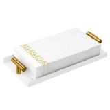 STWWO Napkin Holder for Bathroom, Guest Towel Holder Tray for Bathroom, White Guest Napkin Holders with Golden T-Handle, Disposable Hand Towel Tray for Guest Room, Table, Kitchen - Retail: $8