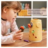TOP BRIGHT Montessori Toys for 2 Year Old Girl and Boy, Fine Motor Skills Toddler Toys Age 2-4, Woodpecker Worm Toy Magnetic Bird Feeding Game - Retail: $20
