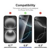 NEW'C 3 Pack Designed for iPhone 17 Pro Max, iPhone 16 Pro Max Screen Protector (6.9 inches), Enhanced Tempered Glass Protection with easy installation tool included,Case Friendly Ultra Resistant - Re