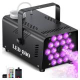 MLIKOEU Fog Machine, 800W Smoke Machine With 13-Color LED Effects, 3500CFM Smoke Machine Fog Output, Wired And Wireless Remote Control,Ideal For Halloween, Wedding And DJ Stage (Black) - Retail: $50