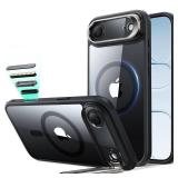 ESR for iPhone Air Case with Stash Stand, Camera Control Cover Compatible with MagSafe, Military-Grade Drop Protection Magnetic Phone Case for iPhone 17 Air, Scratch-Resistant Back Cover,Clear Black -