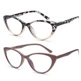 EYEURL Cat Eye Reading Glasses for Women 2 Pair Blue Light Blocking Readers 0.50 Comfort Spring Hinge Lightweight Eyeglasses Anti Glare for Ladies - Retail: $18