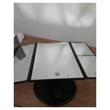 deweisn Tabletop Mount Trifold Lighted Vanity Mirror with 21 LED Lights, Touch Screen and 3X/2X/1X Magnification, Two Power Supply Mode Make up Mirror,Travel Mirror - Retail: $30