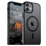 SUPFINE Magnetic for iPhone 12 Case/iPhone 12 Pro Case (Compatible with MagSafe)(Military Grade Drop Protection) Translucent Matte Shockproof Phone Cover,Black - Retail: $10