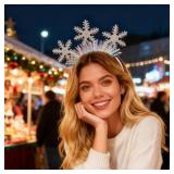 ZASKHLD 1Pcs Shiny Christmas Headband White Snowflake Headbands with Laser Foil Strips Designs New Year Hair Accessories Winter Hair Bands for Women Xmas Party Supplies - Retail: $8