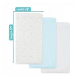 American Baby Company 3 Pack 100% Natural Cotton Fitted Crib Sheets 52\' x 28\' - Soft, Breathable, Hypoallergenic & Gentle Toddler Bed Sheets, Blue Stars/Blue/White, Neutral for Boys & Girls - Retail