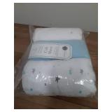 American Baby Company 3 Pack 100% Natural Cotton Fitted Crib Sheets 52\' x 28\' - Soft, Breathable, Hypoallergenic & Gentle Toddler Bed Sheets, Blue Stars/Blue/White, Neutral for Boys & Girls - Retail