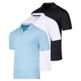 Real Essentials 3 Pack: Men's Short Sleeve Golf Polo Casual Workout Sports Cool Moisture Wicking Collared Shirt, Set D, Medium - Retail: $30