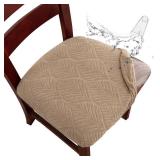 Genina Waterproof Dining Room Chair Cover Set of 6, Stretch Jacquard Seat Covers for Dining Room Chairs, Kitchen Parsons Chair Covers Slipcover Protector - Retail: $33