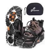 Sportneer Cramponsï¼ Ice Cleats for Shoes and Boots with 28 Spikes - Traction Slip-on Stretch Footwear for Walking and Shoveling on Ice and Snow - Lightweight for Women and Men - Retail: $20