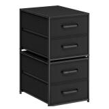 Homsorout Stackable Storage Drawers - 2 Tier Closet Drawers, Closet Organizer with Metal Handles, Night Stand with Collapsible Bins, Fabric Dresser for Bedroom, Dorm, Office, Black, 2 Pack - Retail: $