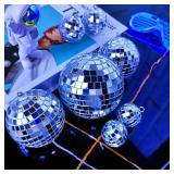 54 Pcs Mini Silver Disco Balls - Hanging Mirror Ornaments for Party, Wedding, Christmas Supplies - Retail: $29