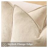 decorUhome Spring Couch Throw Pillow Covers 18x18 Set of 2, Decorative Soft Velvet Modern Cozy Chenille Pillow Cases with Elegant Design for Sofa Bed Living Room Home Decor, Beige - Retail: $11