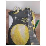 GYA 3x6ft Black Gold Birthday Door Banner Glitter Sequin Happy Birthday Background Cake Balloons Gifts Backdrops Girl Boy Men Women Bday Celebration Party Decor - Retail: $10