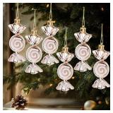 5Pcs/Box Christmas Colorful Candy Pendant Plastic Xmas Tree Hanging Ornament 2025 New Year Christmas Decor Gift,21 * 10cm (Champagne Gold) - Retail: $12,080