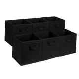 PRE OWNED SEE EXTRA PHOTOS Amazon Basics Collapsible Fabric Storage Cube Bins Organizer with Handles, Sturdy, Black, 13-x-13-x-13-inch, Pack of 6 - Retail: $21