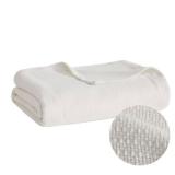 Madison Park Freshspun Basketweave Luxury Cotton Blanket Cream 90x90\' Full/Queen Size Basketweave Premium Soft Cozy 100% Cotton For Bed, Couch or Sofa - Retail: $33