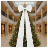 Juinte 23.62 x 90.55 Inches Christmas Extra Large Bows Giant Christmas Tree Topper Bow Decorations Satin Bow Tree Topper for Xmas Decorations Wreath Home Holiday Party Decor(White) - Retail: $28