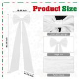 Juinte 23.62 x 90.55 Inches Christmas Extra Large Bows Giant Christmas Tree Topper Bow Decorations Satin Bow Tree Topper for Xmas Decorations Wreath Home Holiday Party Decor(White) - Retail: $28