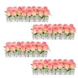 4 Pack Clear Acrylic Flower Vase Centerpiece for Dining Table,63.2 Inch Rectangular Floral Low Vases with 64 Holes for Dining Table Modern Flower Arrangement for Home Decor or Weddings - Retail: $34