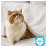 Bedsure GentleSoft Sherpa Fleece Blanket Queen Size for Bed, Non-Heated, Thick and Warm Throw for Women and Men, Soft Fuzzy Plush Queen Blanket for Winter, Cream, 90x90 Inches - Retail: $54
