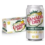 Canada Dry Caffeine Free Zero Sugar Ginger Ale Soda Pop  12 fl oz  12 Pack Cans