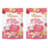 Happy Baby Organics Baby Snacks, Greek Yogis, Freeze Dried Yogurt & Fruit Snacks, Gluten Free Snack for Babies 9+ Months, Strawberry & Banana, 1 Ounce (Pack of 2)