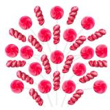 32 Pack Strawberry Pink Twisty & Swirl Lollipops Candy Bulk (16 + 16 Mixed), No artificial dyes, Candy Swirl Lollipops Individually Wrapped Suckers, Valentines Day Party Candies