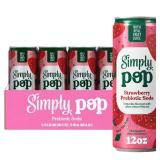 Simply POP Prebiotic Soda Strawberry Cans, 12 fl oz, 12 Pack