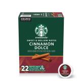 Starbucks Cinnamon Dolce  Hot or Iced Coffee  Flavored K-Cup Coffee Pods  22 Count