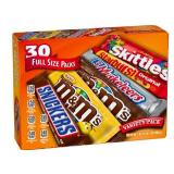 Mars M&M'S, SNICKERS, 3 MUSKETEERS, SKITTLES & STARBURST Variety Pack Full Size Bulk Candy Assortment, 56.11 oz, 30 Count