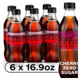 Coca-Cola Cherry Zero Bottles, 16.9 fl oz, 6 Pack (BB 2-2-26)