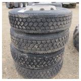 (4) 275/70R22.5 Truck Tires& Alum Wheels