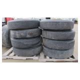 (8) 11R24.5 Truck Tires & Rims