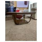 Glass Top Oak Coffee Table