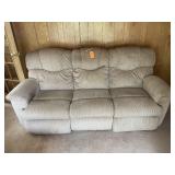 Beige 3 Cushion Couch - both ends recline