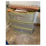 3 Drawer Plastic Organizer and x-mas paper