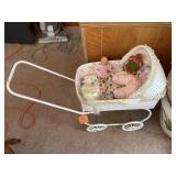 Vintage Childrens Baby Buggy w/dolls