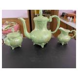 Green pitcher & cream& sugar & more
