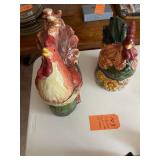 2 Rooster Cookie Jars